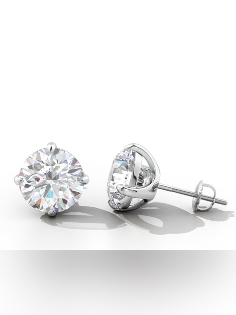 1 CTW Authentic Diamond Stud Earrings 14K White Gold H Color SI Round Cut